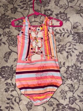 Sylvia P girls gymnastics leotard lace-Up Back Child size 6